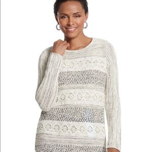 Chico’s Lyla Lace Tweed Pullover Sweater, size Large (a Chico’s size 2)